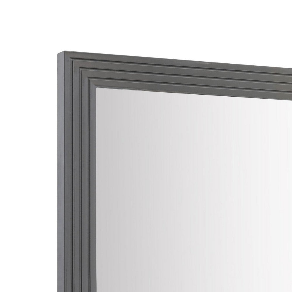 Cid Resu Dresser Mirror | Gray Slatted Frame | 41’’ | Engineered Wood BM338344