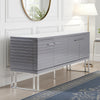 Cid Resu Sideboard Buffet Cabinet | 4 Doors w Slatted Design | 79" | Glossy Gray