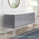 Cid Resu Sideboard Buffet Cabinet | 4 Doors w Slatted Design | 79" | Glossy Gray