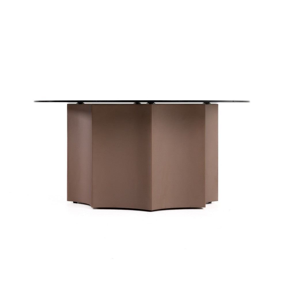 Cid Ingo Coffee Table | 32’’ Black Mirrored Glass Top | Wine Red Base BM338346