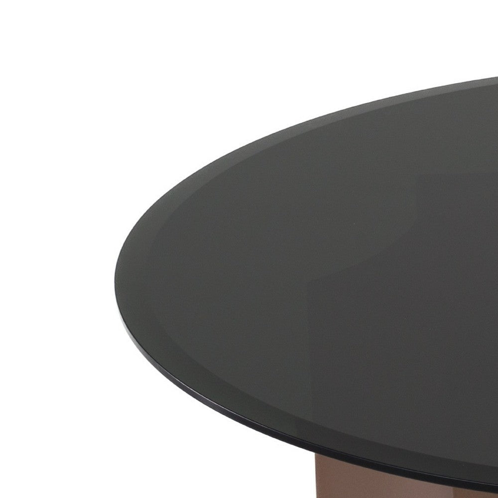 Cid Ingo Coffee Table | 32’’ Black Mirrored Glass Top | Wine Red Base BM338346