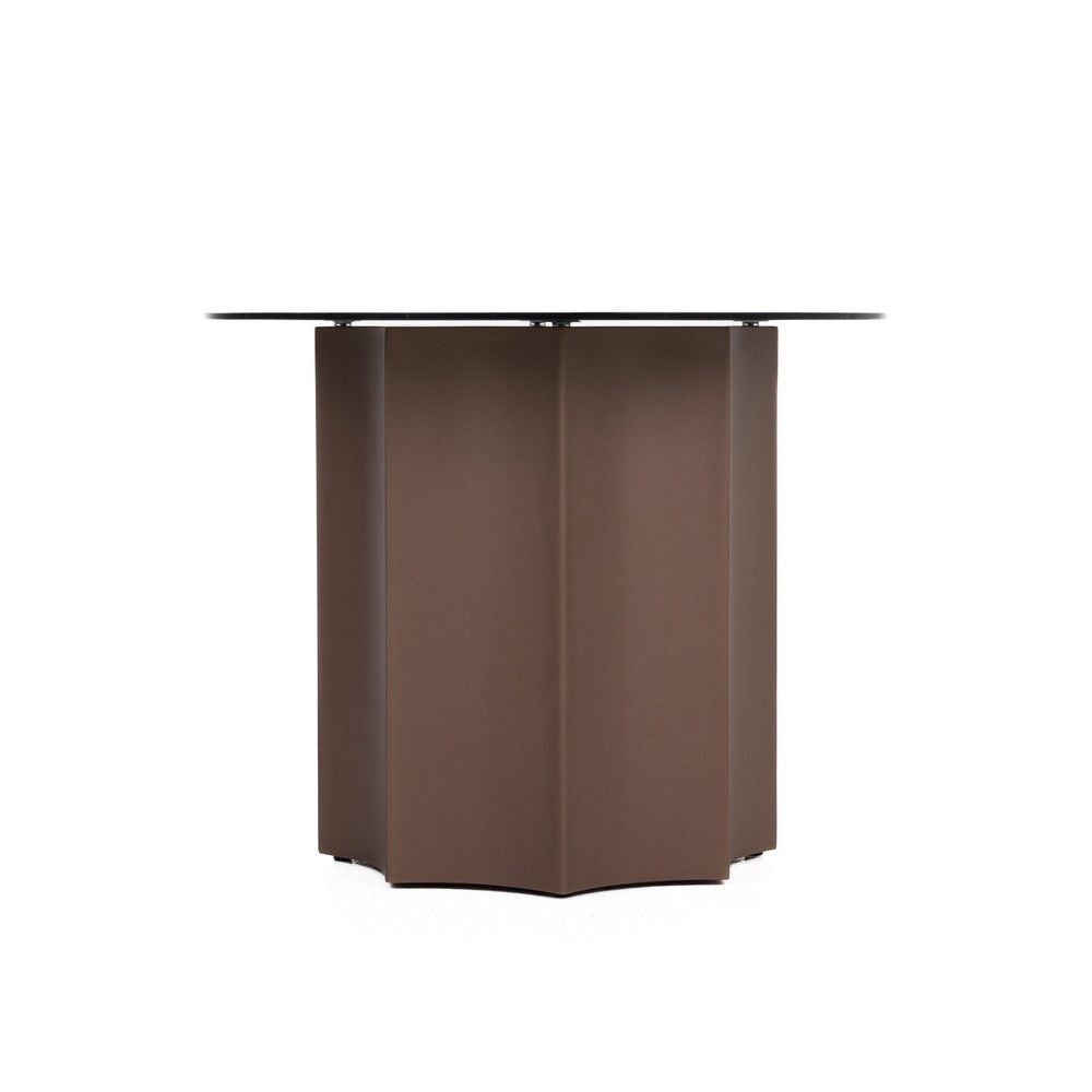 Cid Ingo Side End Table | 32’’ Black Mirrored Glass Top | Wine Red Base BM338347