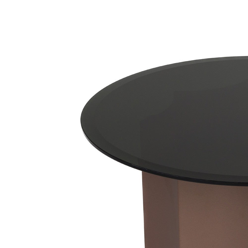 Cid Ingo Side End Table | 32’’ Black Mirrored Glass Top | Wine Red Base BM338347