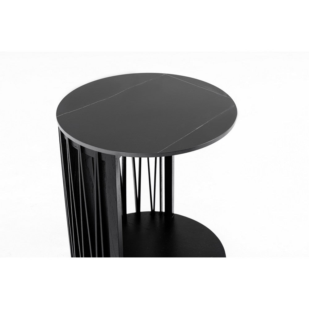 Cid Kiom 2pc Nesting Coffee Table Set with End Table | Modern Black BM338348