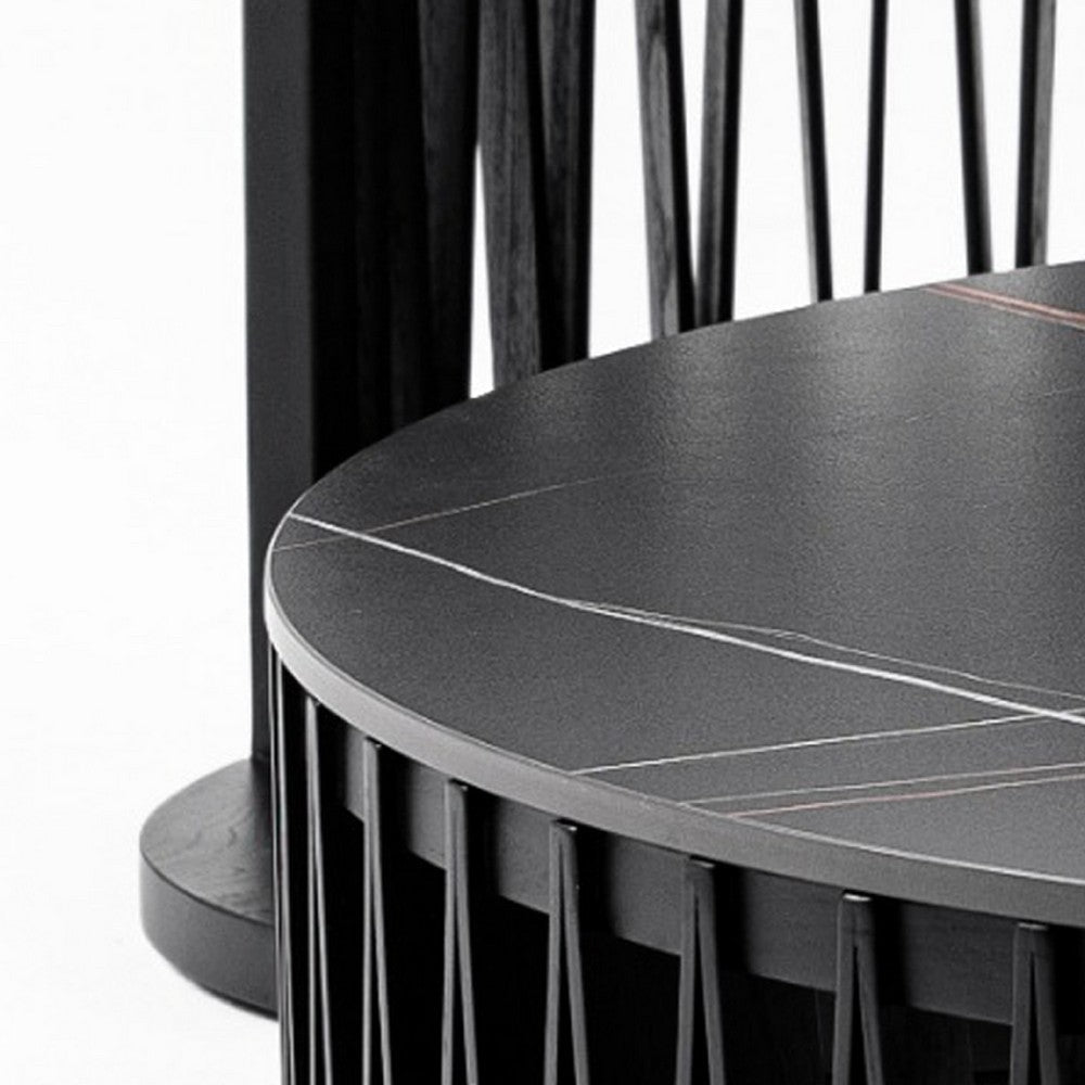 Cid Kiom 2pc Nesting Coffee Table Set with End Table | Modern Black BM338348