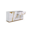 Cid Exie Dresser | Modern Glossy White with Gold Inlaid Accents | 66’’ BM338349