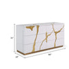 Cid Exie Dresser | Modern Glossy White with Gold Inlaid Accents | 66’’ BM338349