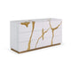 Cid Exie Dresser | Modern Glossy White with Gold Inlaid Accents | 66"