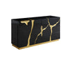 Cid Exie Dresser | Modern Glossy Black with Gold Inlaid Accents | 66"