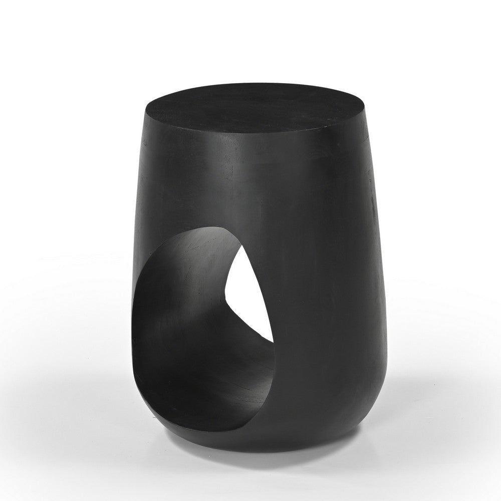 Trik Side End Table | 18’’ | Free Form Hollow Center Black Wood BM338351