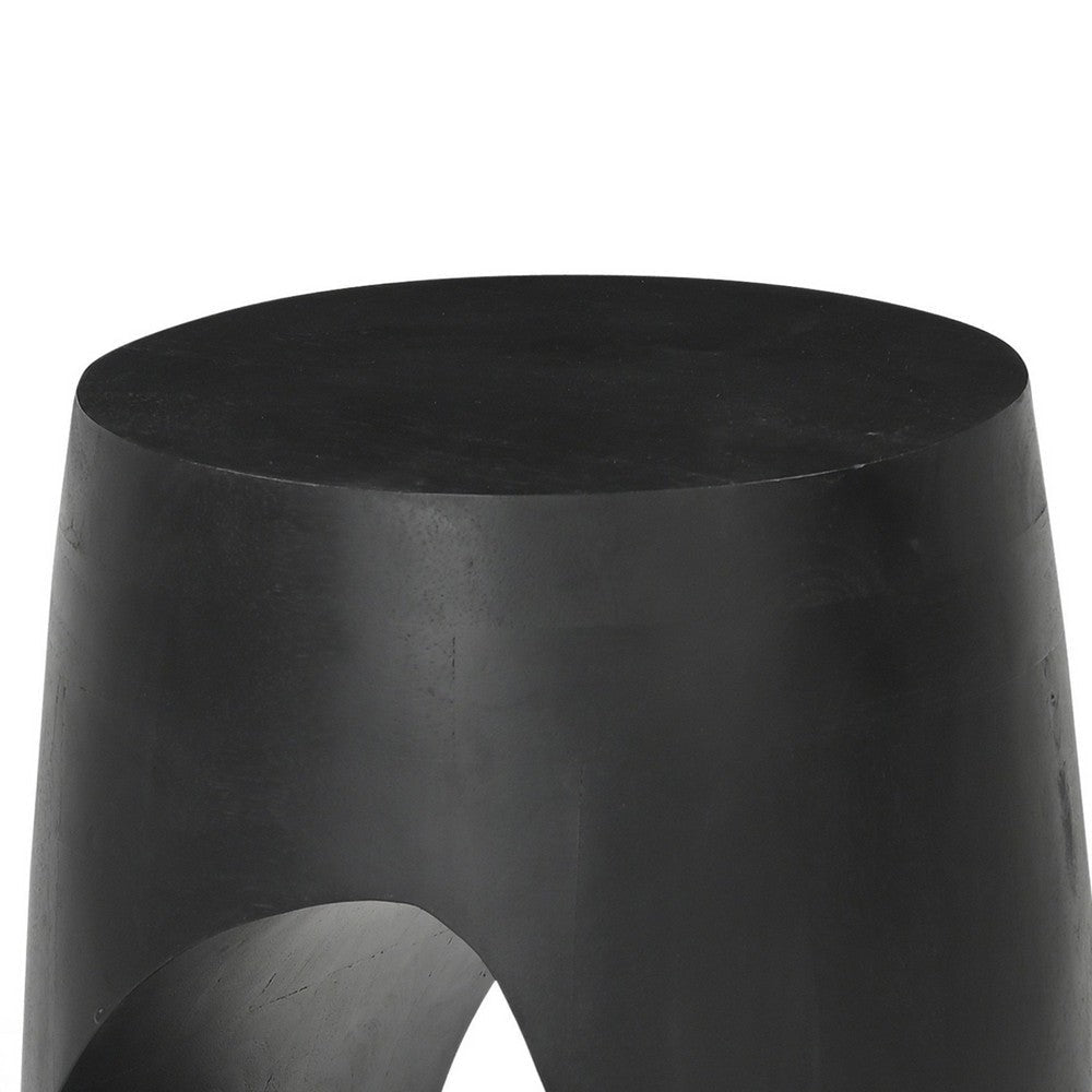 Trik Side End Table | 18’’ | Free Form Hollow Center Black Wood BM338351