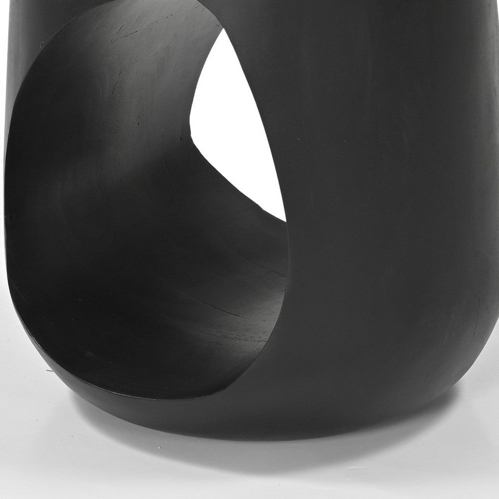 Trik Side End Table | 18’’ | Free Form Hollow Center Black Wood BM338351