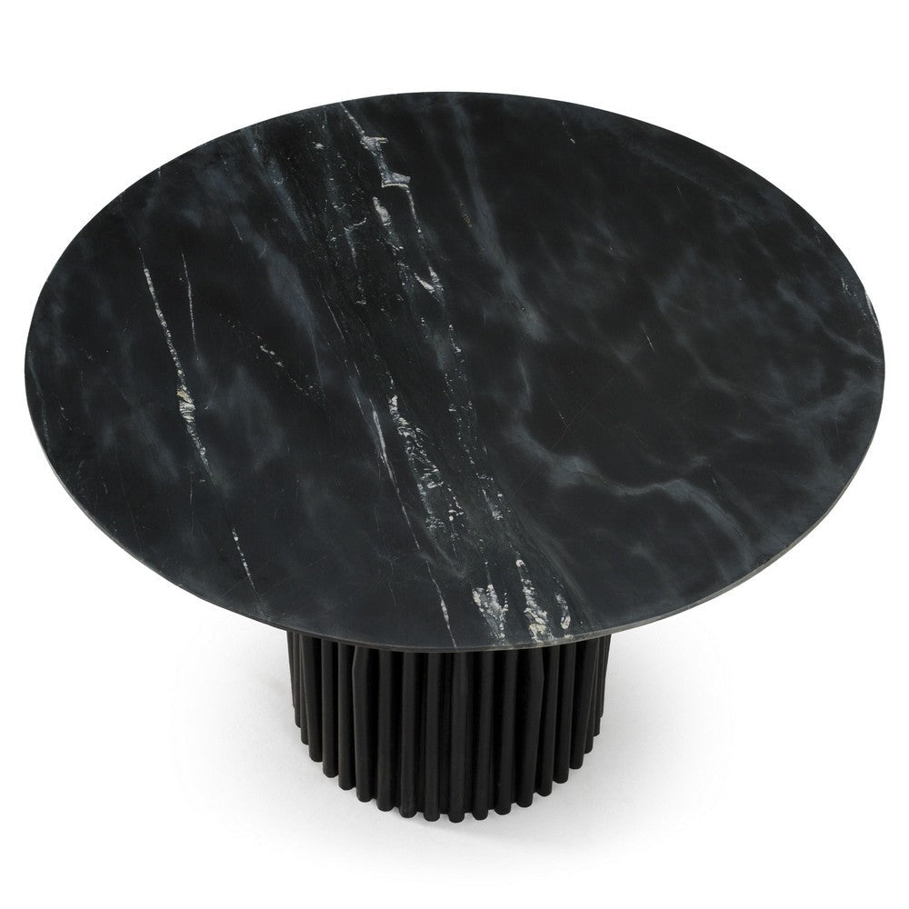 Jiny Dining Table | 47’’ | Round Marble Top | Black Mango Wood Base BM338352