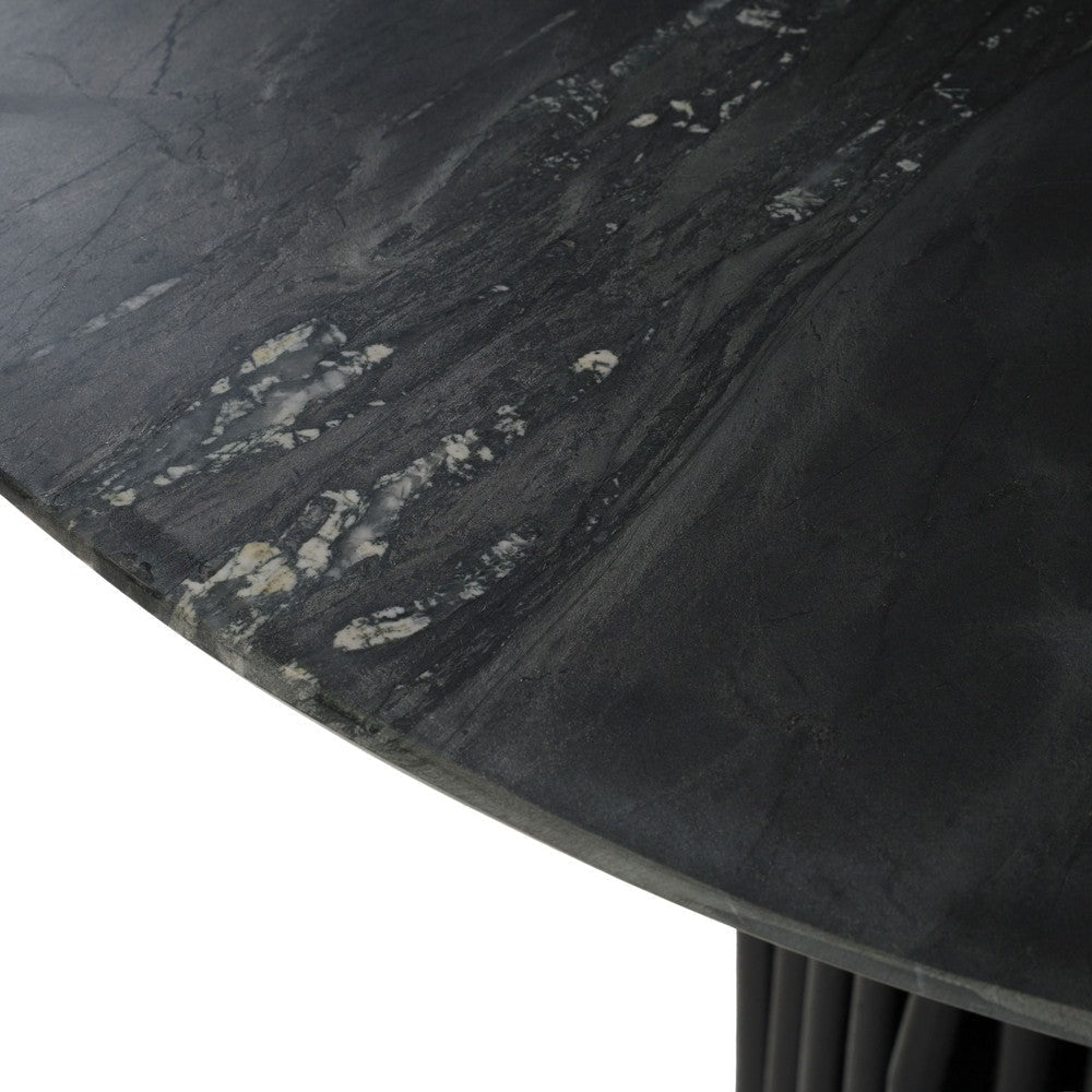 Jiny Dining Table | 47’’ | Round Marble Top | Black Mango Wood Base BM338352