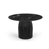 Jiny Dining Table | 47" | Round Marble Top | Black Mango Wood Base