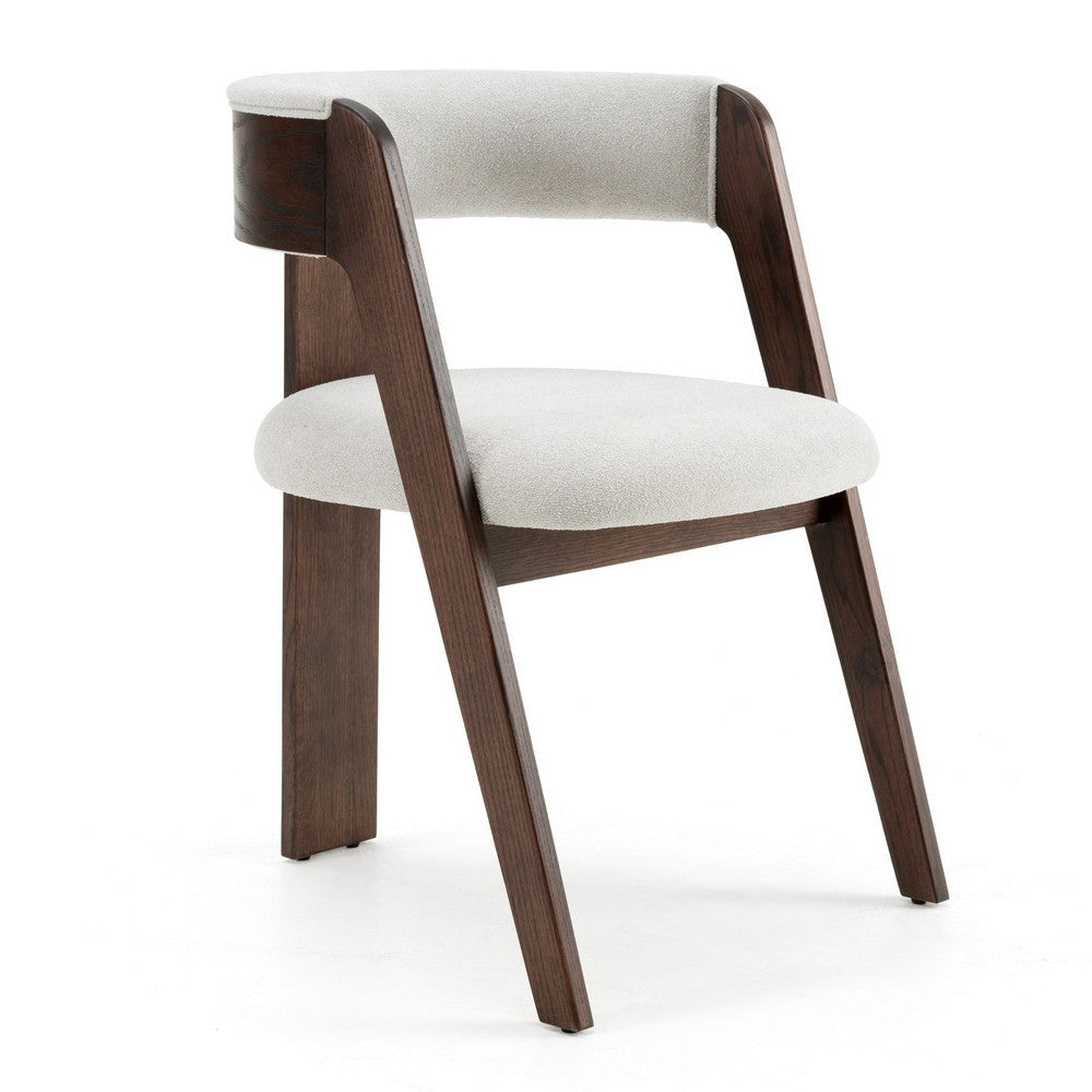 Cid Ashi Dining Side Chair Set of 2 | Dark Brown Oak Wood | Off White