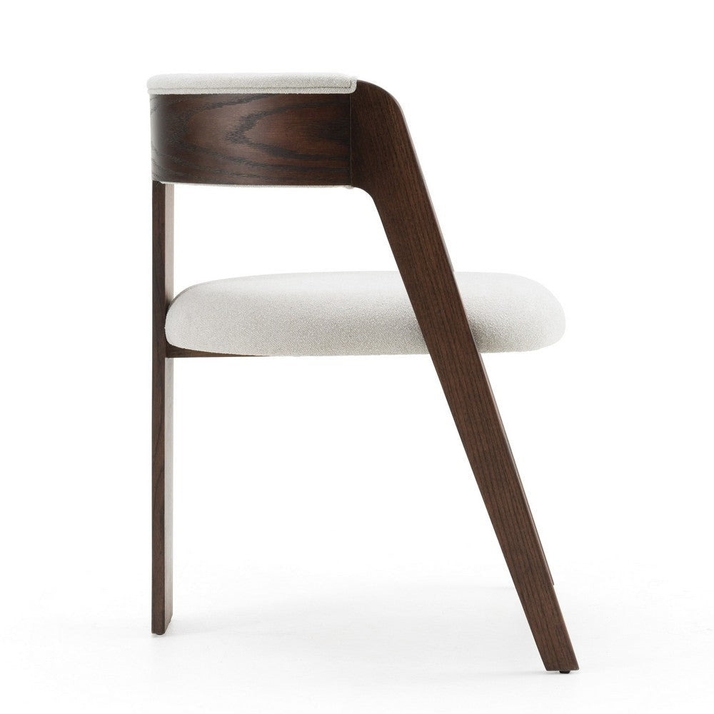 Cid Ashi Dining Side Chair Set of 2 | Dark Brown Oak Wood | Off White BM338353