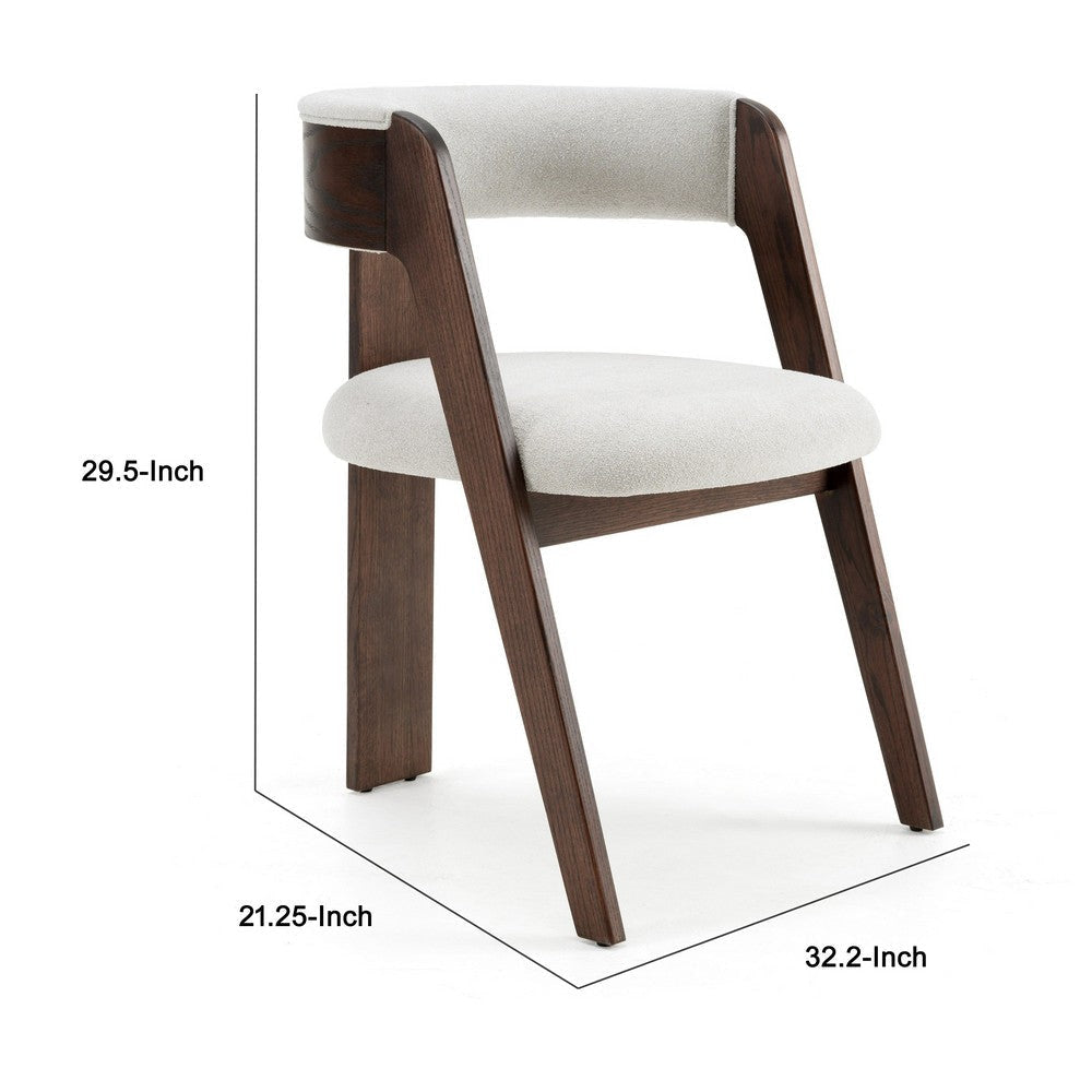 Cid Ashi Dining Side Chair Set of 2 | Dark Brown Oak Wood | Off White BM338353