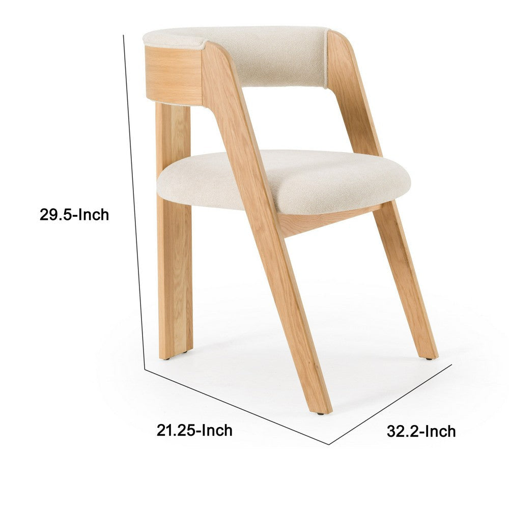 Cid Ashi Dining Side Chair Set of 2 | Light Brown Oak Wood | Beige Fabric BM338354