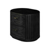 Fely Nightstand | 2 Drawers | Gold Metal Handles | Black Acacia Veneer BM338356