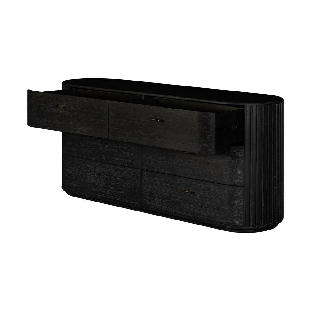Fely Dresser | 71’’ | 6 Drawers | Gold Metal Handles | Black Veneer BM338357