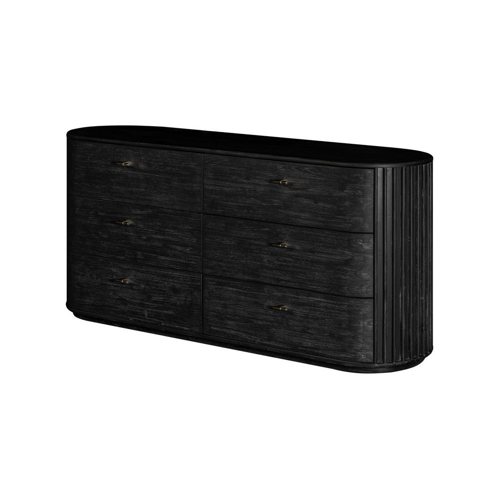 Fely Dresser | 71’’ | 6 Drawers | Gold Metal Handles | Black Veneer BM338357