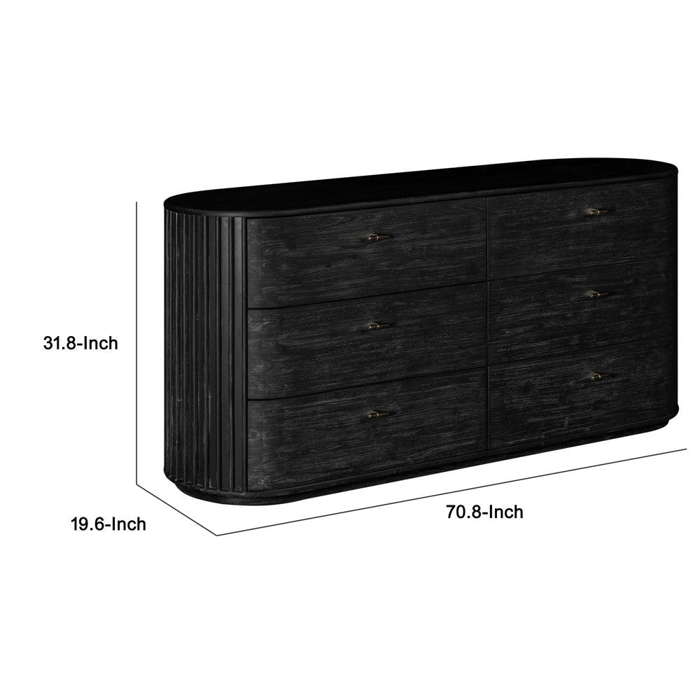 Fely Dresser | 71’’ | 6 Drawers | Gold Metal Handles | Black Veneer BM338357