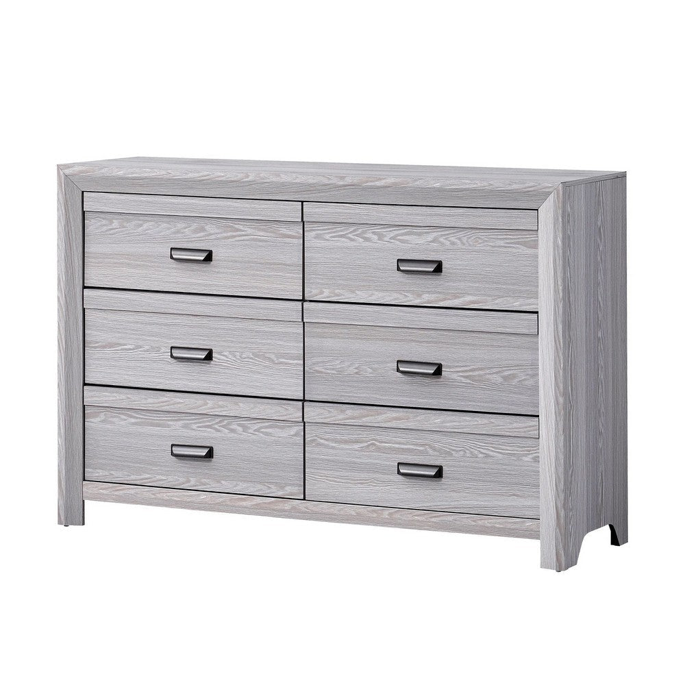 Laide Wide Dresser with 6 Drawers | Cup Handles | Gray Driftwood Veneer BM338358