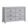 Laide Wide Dresser with 6 Drawers | Cup Handles | Gray Driftwood Veneer