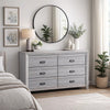 Laide Wide Dresser with 6 Drawers | Cup Handles | Gray Driftwood Veneer