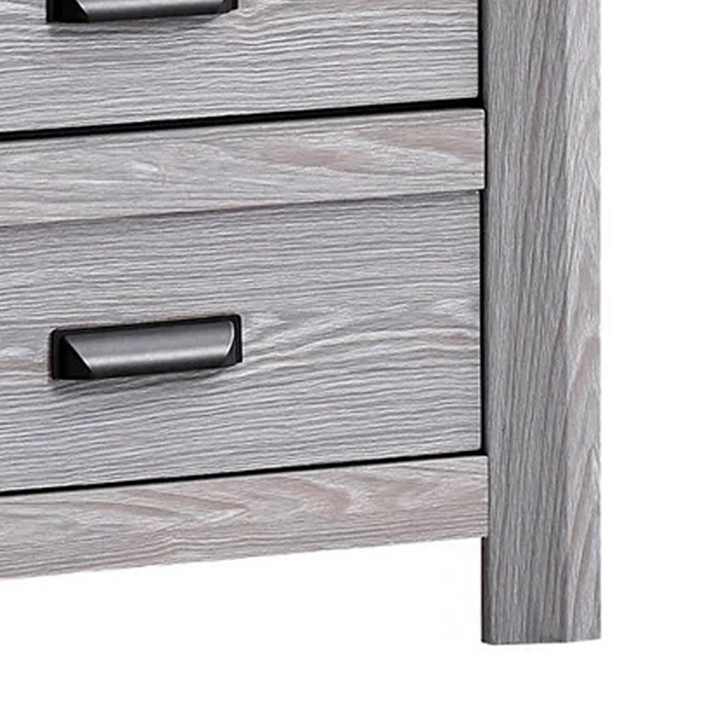 Laide Nightstand with 2 Drawers | Cup Handles | Gray Driftwood Finish Wood BM338359