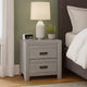 Laide Nightstand with 2 Drawers | Cup Handles | Gray Driftwood Finish Wood