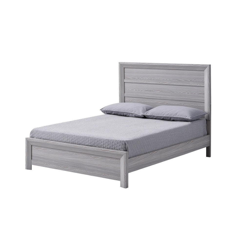Laide Queen Bed | Panel Style Headboard | Rustic Farmhouse Driftwood Gray BM338363