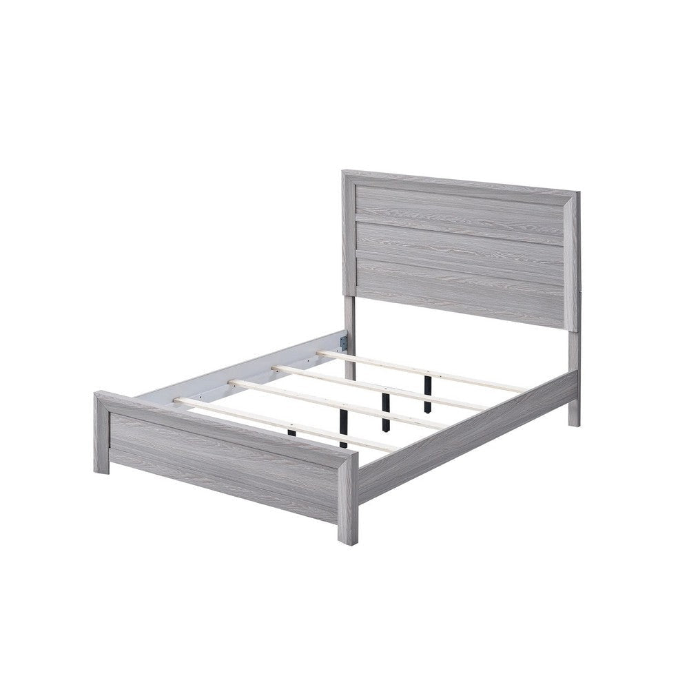 Laide Queen Bed | Panel Style Headboard | Rustic Farmhouse Driftwood Gray BM338363