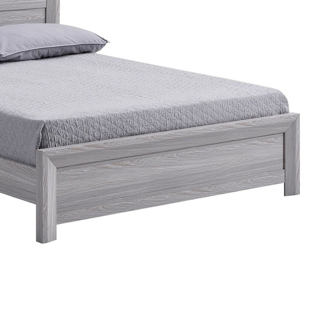 Laide Queen Bed | Panel Style Headboard | Rustic Farmhouse Driftwood Gray BM338363