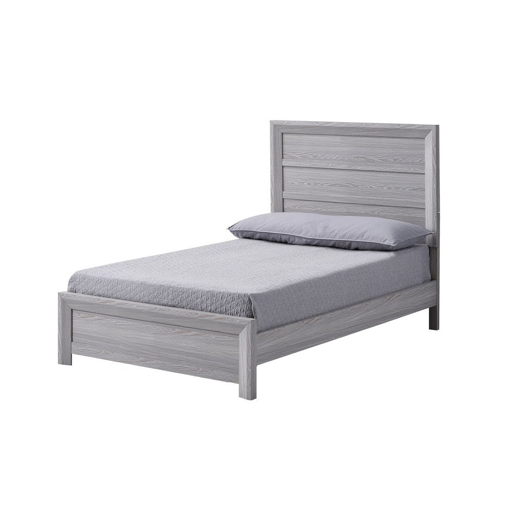 Laide Twin Bed | Panel Style Headboard | Rustic Farmhouse Driftwood Gray BM338364