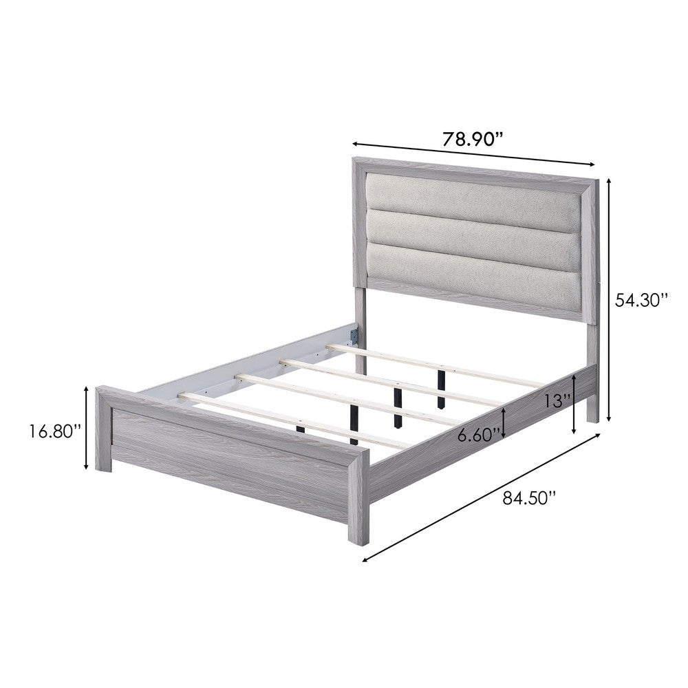 Laide King Bed with Channel Tufted Upholstered Headboard | Driftwood Gray BM338366