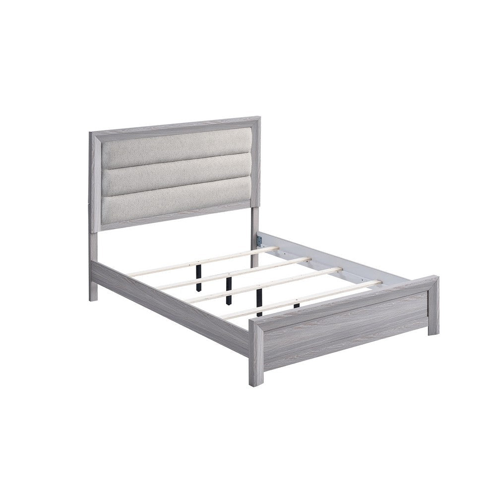 Laide Queen Bed with Channel Tufted Upholstered Headboard | Driftwood Gray BM338367