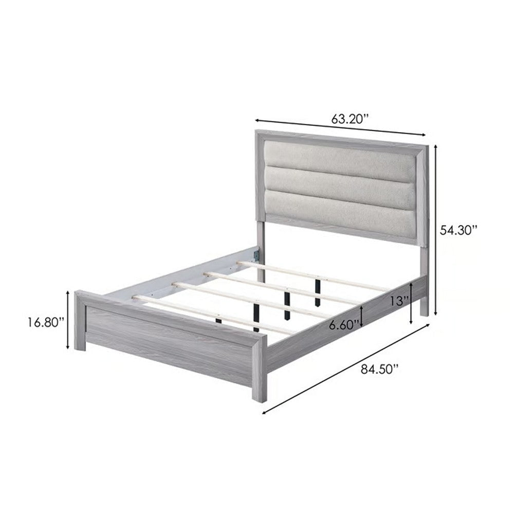 Laide Queen Bed with Channel Tufted Upholstered Headboard | Driftwood Gray BM338367