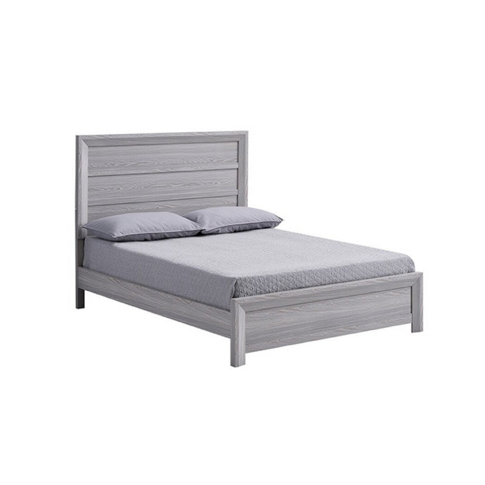 Laide Twin Bed with Channel Tufted Upholstered Headboard | Driftwood Gray