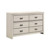 Lei Bedroom Wide Dresser Chest with 6 Drawers | Distressed White Wood