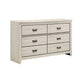 Lei Bedroom Wide Dresser Chest with 6 Drawers | Distressed White Wood
