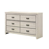 Lei Bedroom Wide Dresser Chest with 6 Drawers | Distressed White Wood BM338369