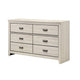 Lei Bedroom Wide Dresser Chest with 6 Drawers | Distressed White Wood BM338369