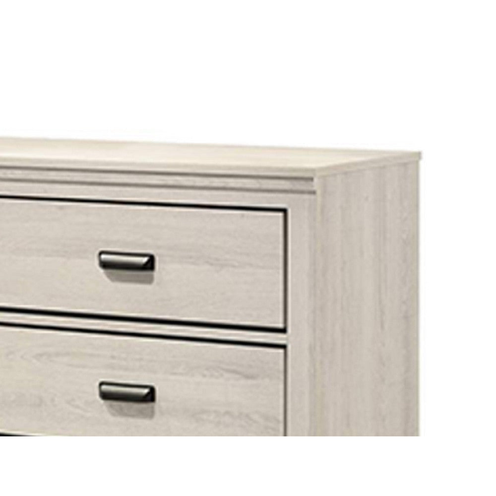Lei Bedroom Wide Dresser Chest with 6 Drawers | Distressed White Wood BM338369