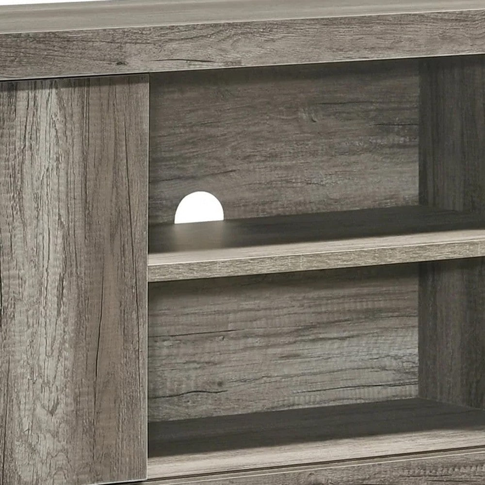 Amey TV Stand Media Cabinet | 2 Sliding Door & 2 Shelves | Gray Wood BM338375