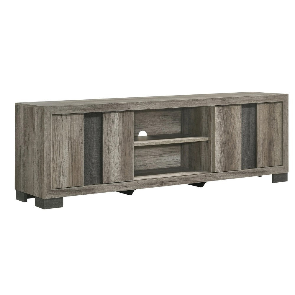Amey TV Stand Media Cabinet | 2 Sliding Door & 2 Shelves | Gray Wood BM338375