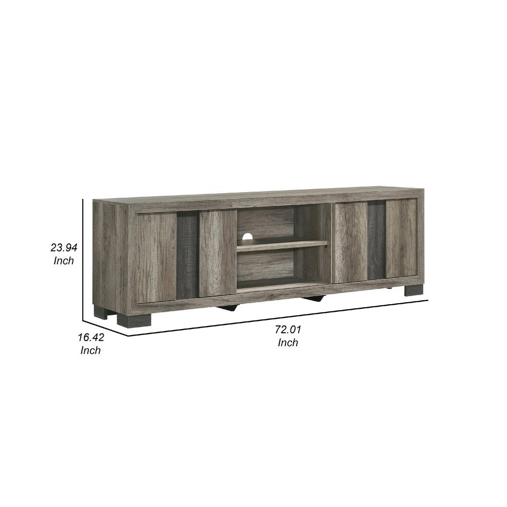 Amey TV Stand Media Cabinet | 2 Sliding Door & 2 Shelves | Gray Wood BM338375