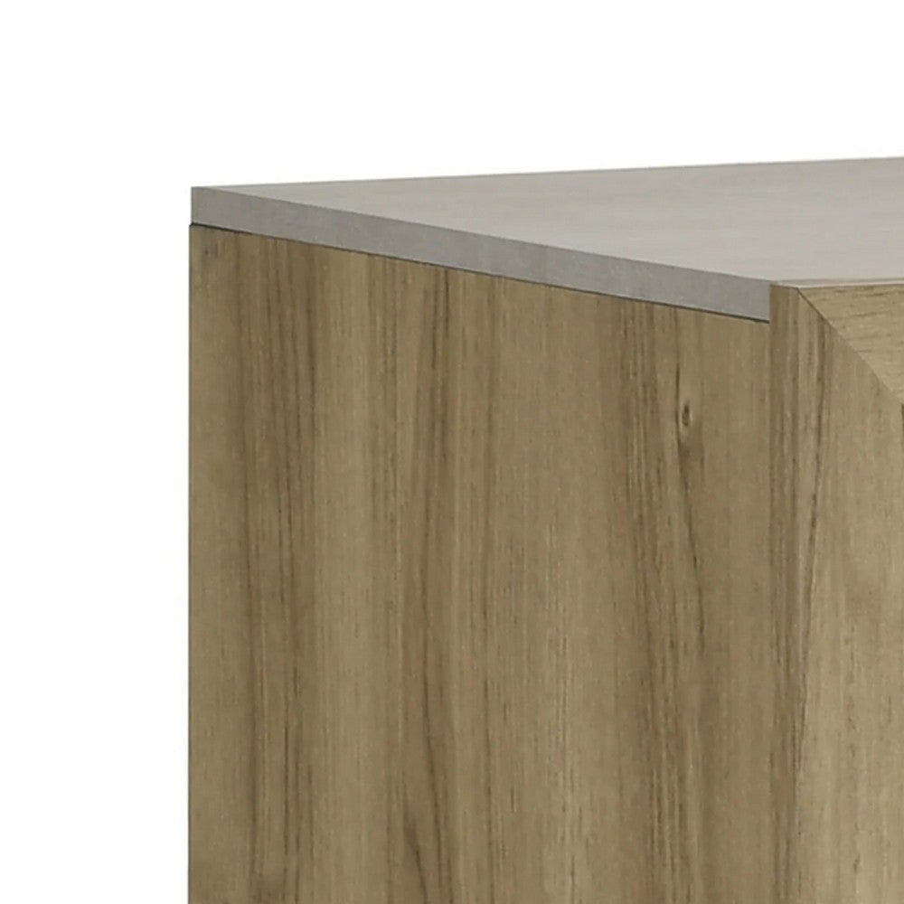 Amey Nightstand with 2 Drawers | White Trim & Driftwood Brown Finish