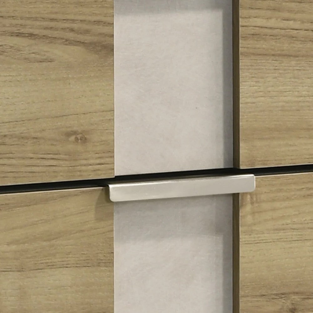Amey Nightstand with 2 Drawers | White Trim & Driftwood Brown Finish